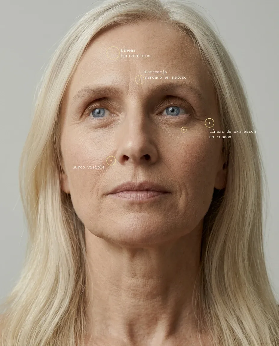 Análisis de líneas de envejecimiento facial  en completo reposo (Arrugas estáticas))